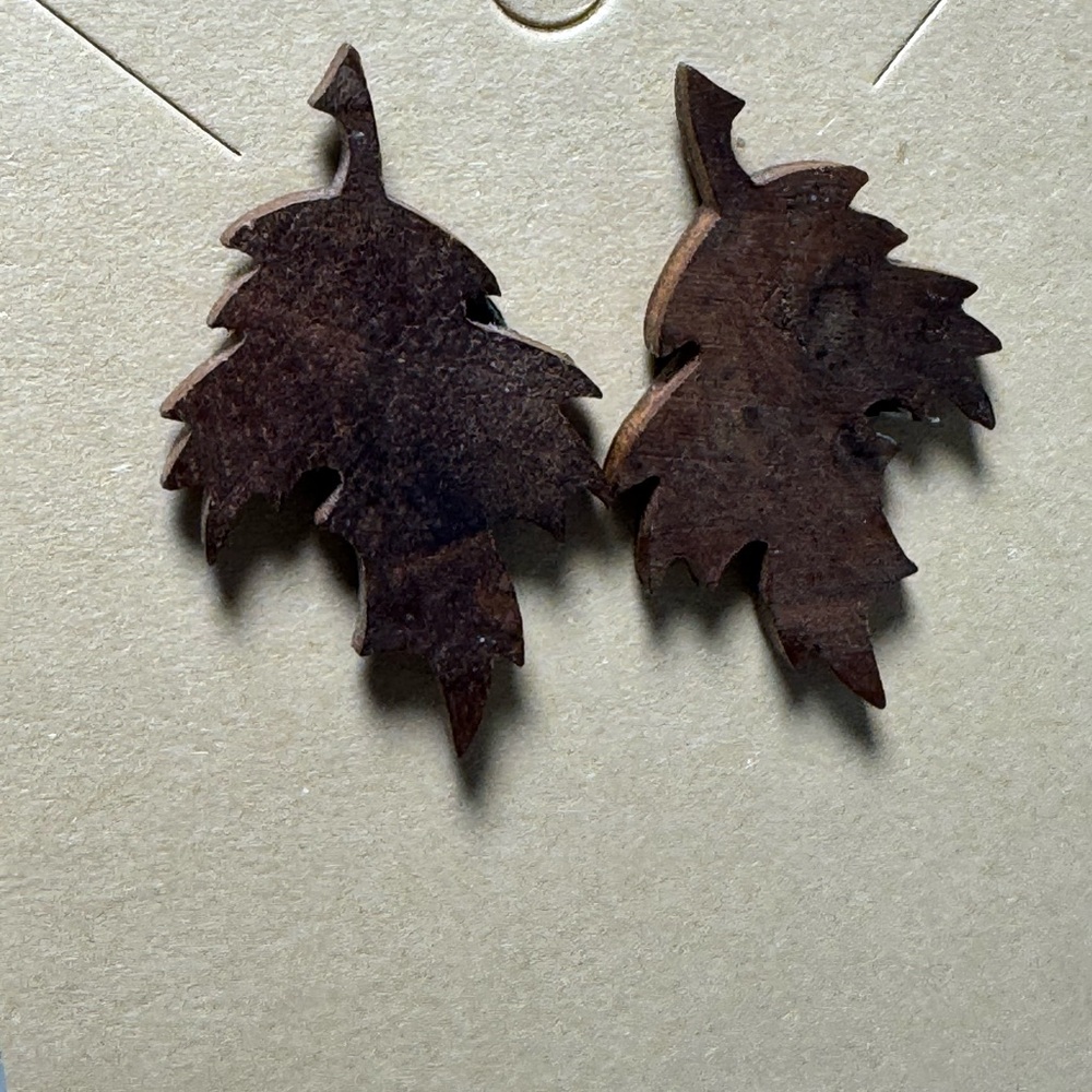 Wooden Leaf Earrings